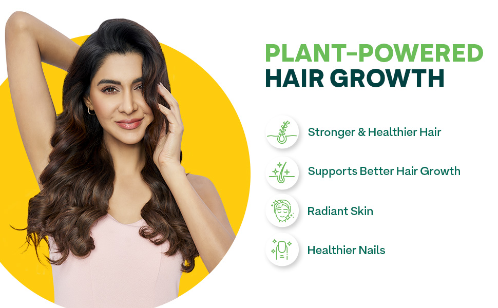 OZiva Plant Based Biotin for Hair Growth| Biotin Powder for Increased Hair Density, Shinier Hair, Healthier Skin & Nails (With Silica, Sesbania Agati), Certified Clean & Vegan, 125g (Classic)