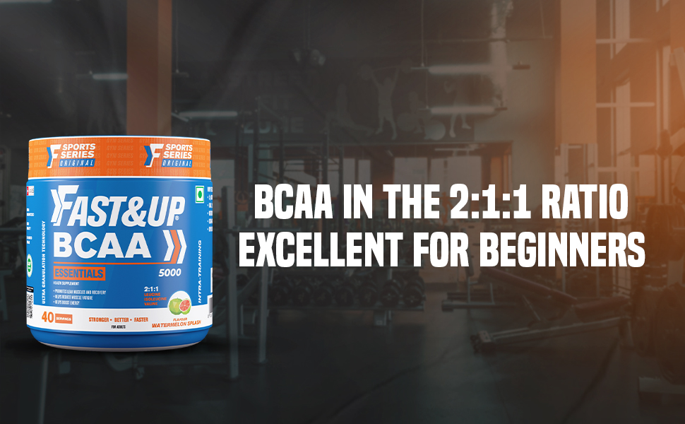 FAST&UP BCAA Essentials Powder | 5g BCAAs per Serve (2:1:1) | 40 Servings – Watermelon | Intra & Post-Workout Muscle Recovery, Endurance & Energy | Sugar-Free · Caffeine-Free · Vegetarian