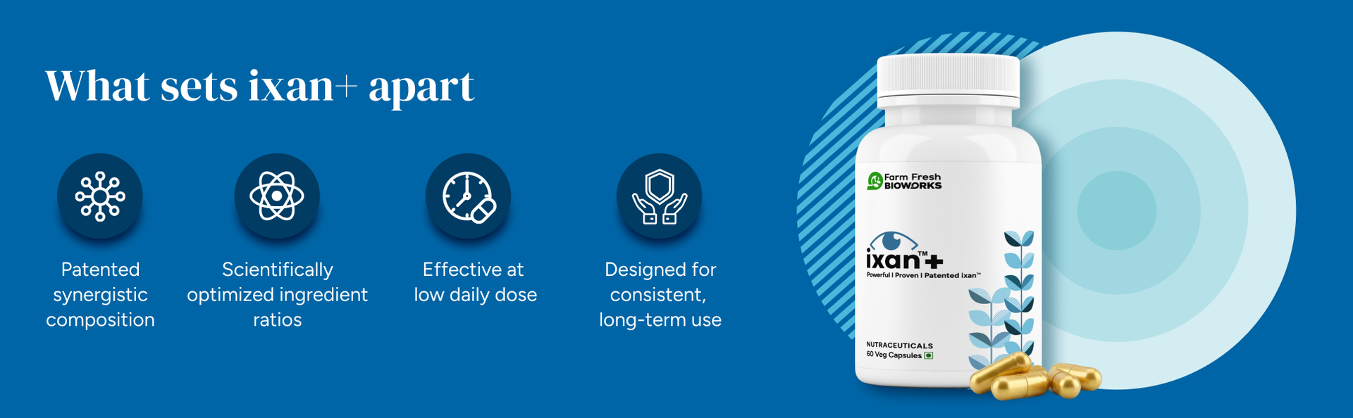 ixan+ Eye Care Supplement I Clinically Validated Patented iXAN I Eye Wellness & Visual Comfort | Defense against Oxidative & Inflammatory Stress I Support for Normal Eye Function | Supports Retina and Macular Eye Health I Supports Visual Ease During Digital Device Use | With Curcuminoids, Lutein & Zeaxanthin I 60 Veg Capsules
