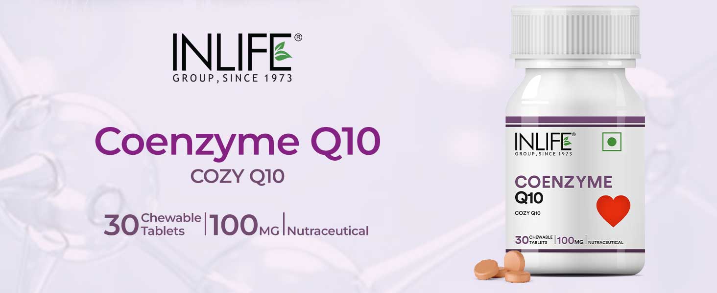 INLIFE Coenzyme Q10 CoQ10 Supplement 100mg Ubiquinone, 30 Chewable Tablets