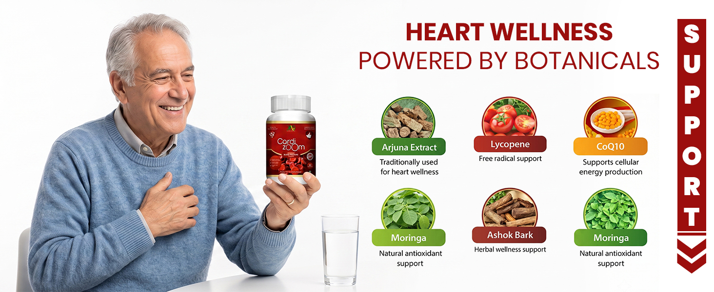 ANC Cardizoom with Arjuna Extract & Moringa Extract Heart Health Supplement Veg (60 Capsules) for Men & Women (Pack of 1)