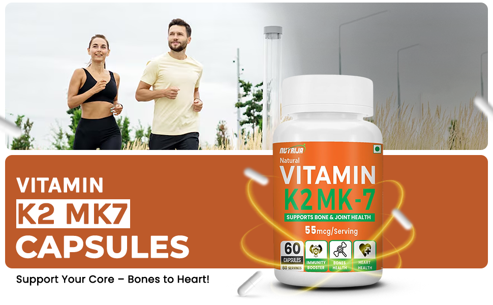 NutriJa Vitamin K2 MK7 55mcg 60 Capsules - Supports Heart, Bones & Joints Health