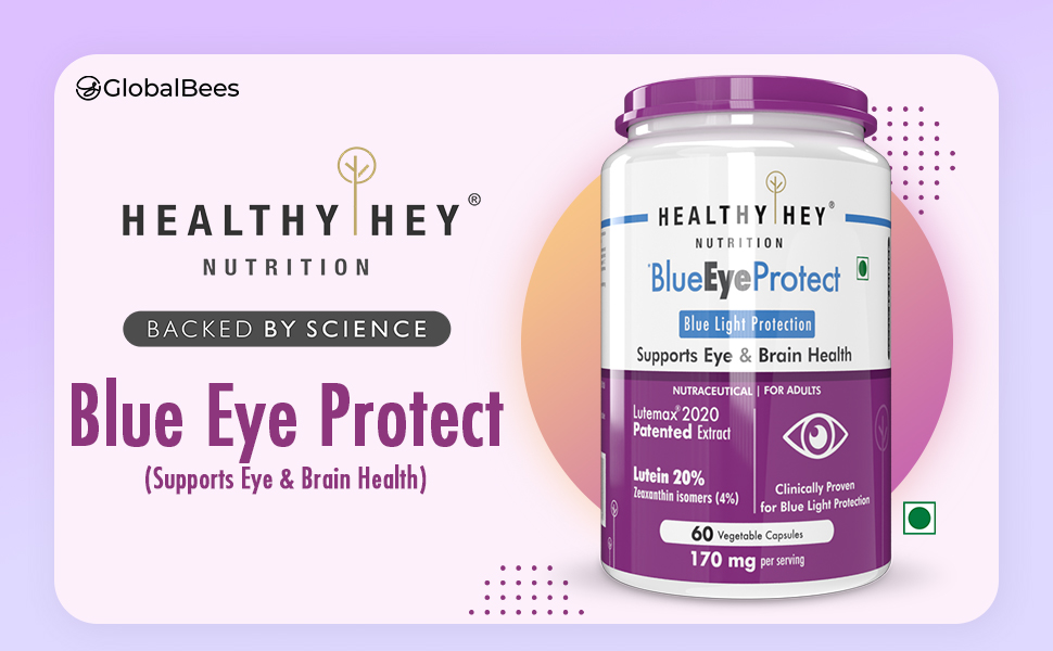 HealthyHey Nutrition BlueEyeProtect Natural Lutein and Zeaxanthin - Protection from Blue Light and Eye Health - 60 Veg. Capsules