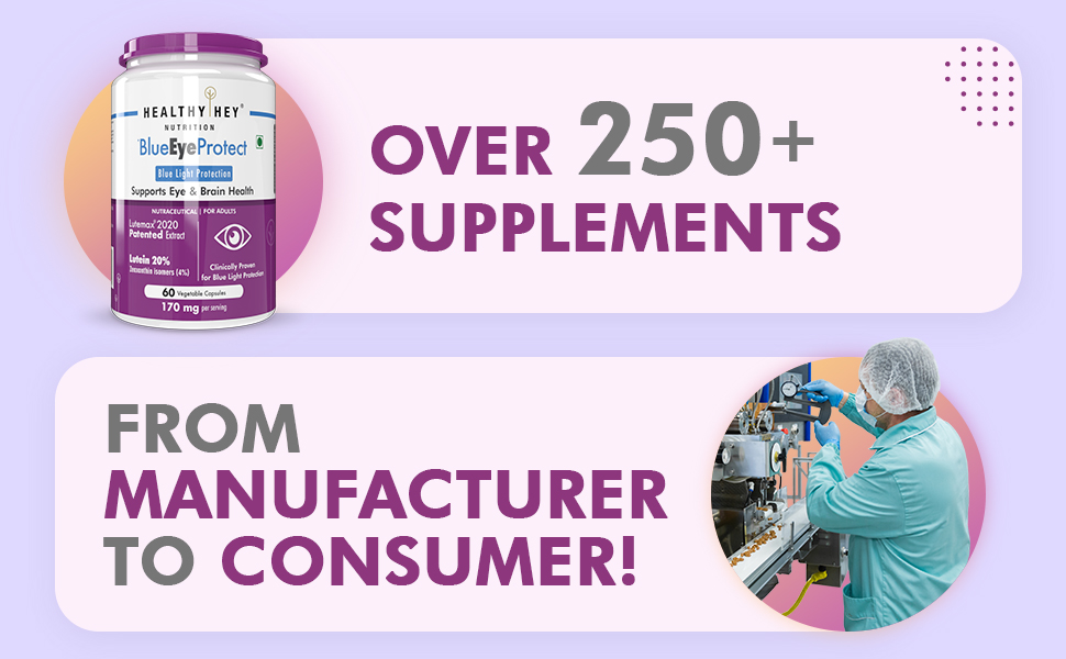 HealthyHey Nutrition BlueEyeProtect Natural Lutein and Zeaxanthin - Protection from Blue Light and Eye Health - 60 Veg. Capsules