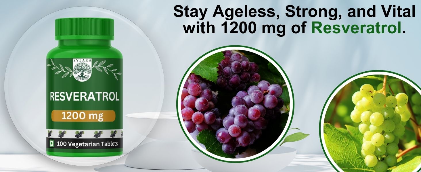 Sylara Trans Resveratrol - 99.9% - 1200 mg with Grapeseed Extract and Quercetin Tablets/Capsules Supplement Powder