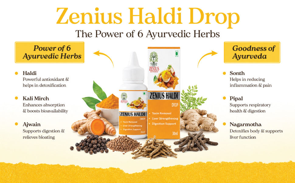 Zenius Curcumin(Haldi) Drop for Toxin Removal and Liver Strengthening | Turmeric Extract Drops Ayurvedic Drops to Boost Immunity naturallyand Strength, 30ml
