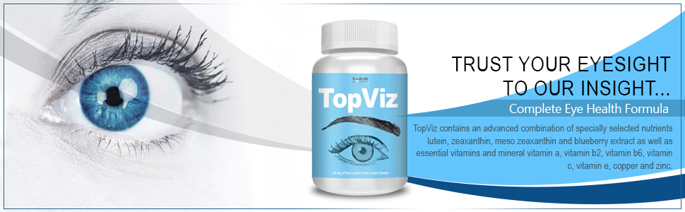 Vokin Biotech TopViz Eye Care Supplement to Improve Vision, Blue Light & Digital Guard (Lutein, Zeaxanthin) - 60 Vegetarian Tablets (Pack of 1)