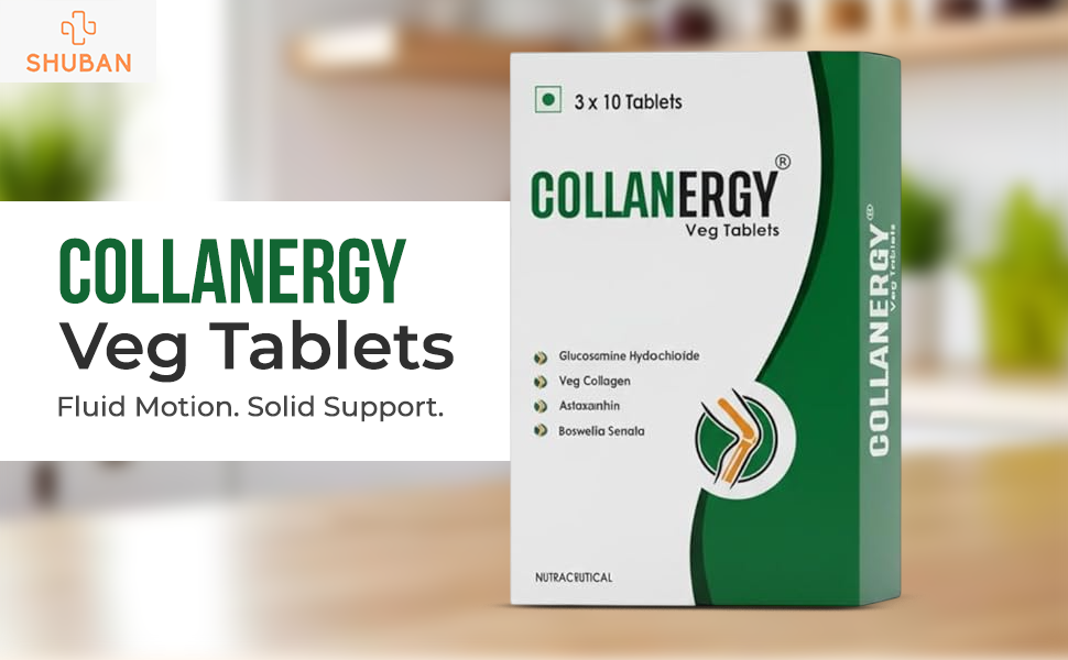 SHUBAN Collanergy® Veg Tablets – Advanced Joint Support Formula with Glucosamine HCl 1500 mg, Boswellia Serrata, Astaxanthin & Vegetarian Collagen | Cartilage Protection & Anti-Inflammatory Support | 30 Tablets