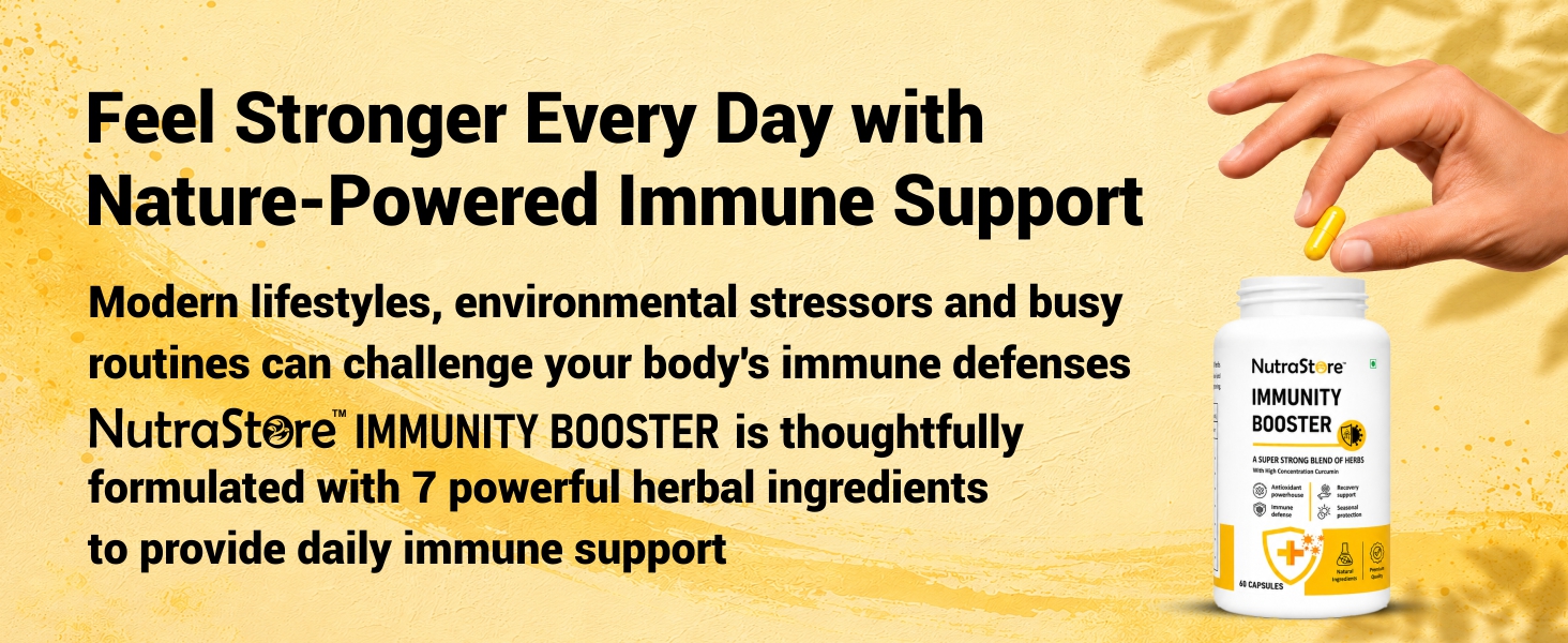 NutraStore Immunity Booster for Men & Women | Curcumin, Giloy, Amla, Moringa, Ginger, Orange & Piperine | Daily Health Supplement | 60 Capsules