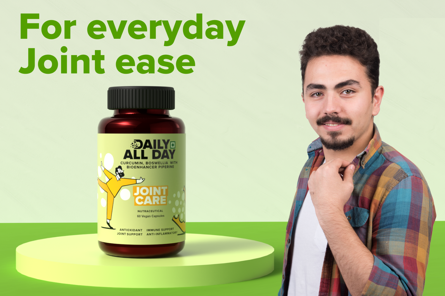 Joint Care 300mg Active Curcuminoids (95% Standardised) with Boswellia Serrata 65% Boswellic Acids & Piperine Turmeric Supplement for Joint Comfort & Mobility 60 Vegan Capsules