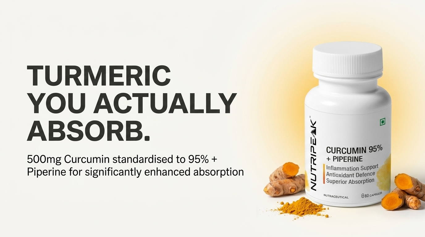 Curcumin 500mg with Piperine 10mg | 95% Standardized Curcuminoids | Turmeric for Joint Comfort, Inflammation & Antioxidant Support | Vegan Veg Capsules | 60 Capsules