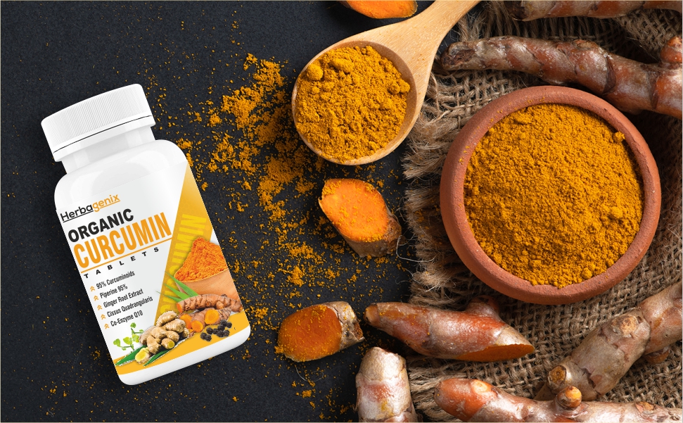 Curcumin Tablet (95% Curcuminoids) With Piperine and Ginger - 60 Organic Curcumin Tablets
