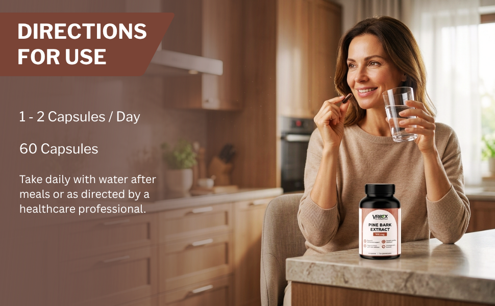 VREEX Pine Bark Extract 100mg Capsules | Natural Antioxidant Support | Helps Maintain Circulation, Skin & General Wellness | Herbal Supplement- 60 Veg Capsules