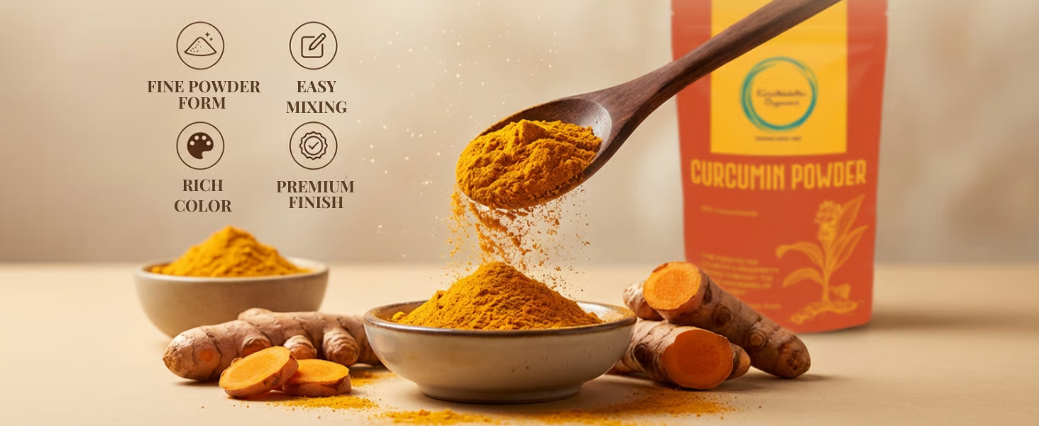 Curcumin Powder | 95% Curcuminoids | Natural Haldi Dhoodh & Golden Milk Ingredient | Vegan & Non‑GMO | Antioxidant & Anti‑Inflammatory Wellness | 50g