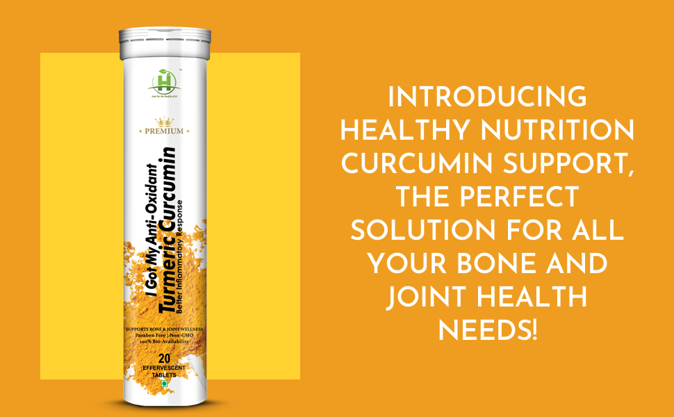 Healthy Nutrition - Just for the Health of it Curcumin Support Bone & Joint Veg 20 Effervescent Tablets
