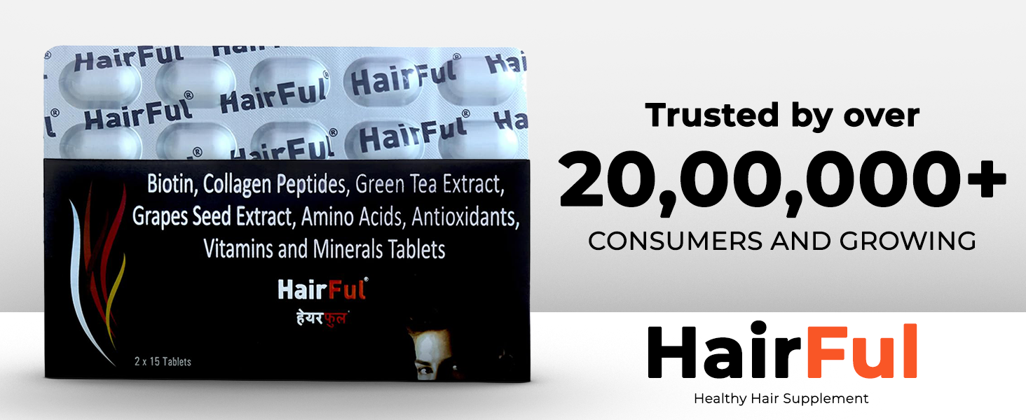 HairFul Biotin Tablets-Collagen Peptides, Green Tea Extract and Grape Seed Extract Tablets - Vitamins and Minerals