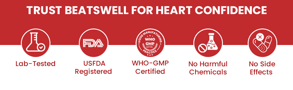 Jagat Pharma Beatswell – Heart Health Supplement with Arjuna, CoQ10, Moringa & Lycopene | 60 Capsules | WHO-GMP Certified | Lab Tested | Natural Cardio Support