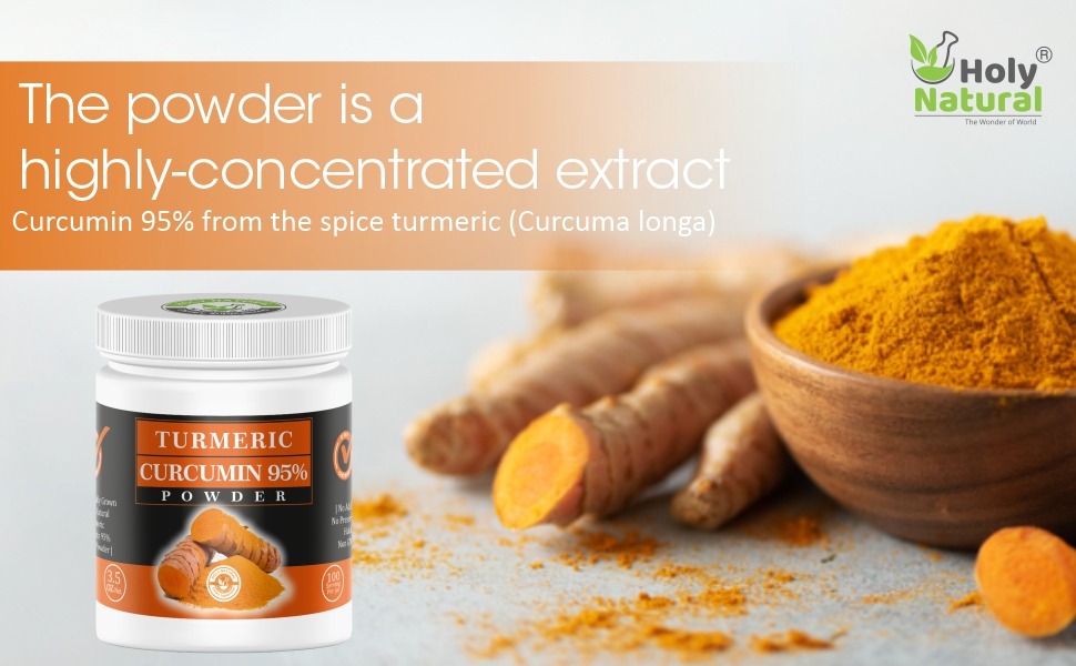 Holy Natural Turmeric Curcumin 95% Powder – 100gm | High Curcumin Extract | Immune & Joint Support