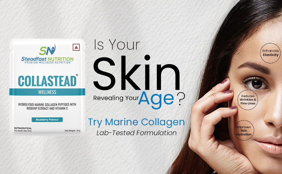 Steadfast Nutrition CollaStead Fruit Punch 300gm, 30 Sachets,Natural Marine Supplements Boost Skin Hair Bones Nail Health with Pure Collagen Peptides