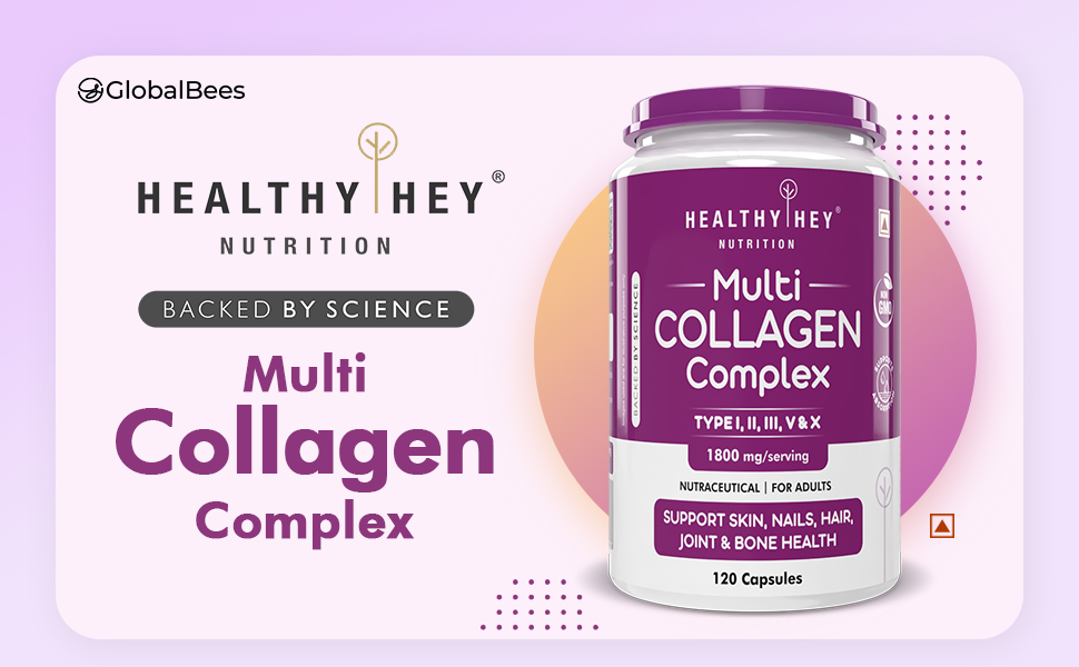 HealthyHey Nutrition Multi Collagen Complex - Type I, II,III, V & X - 120 capsules