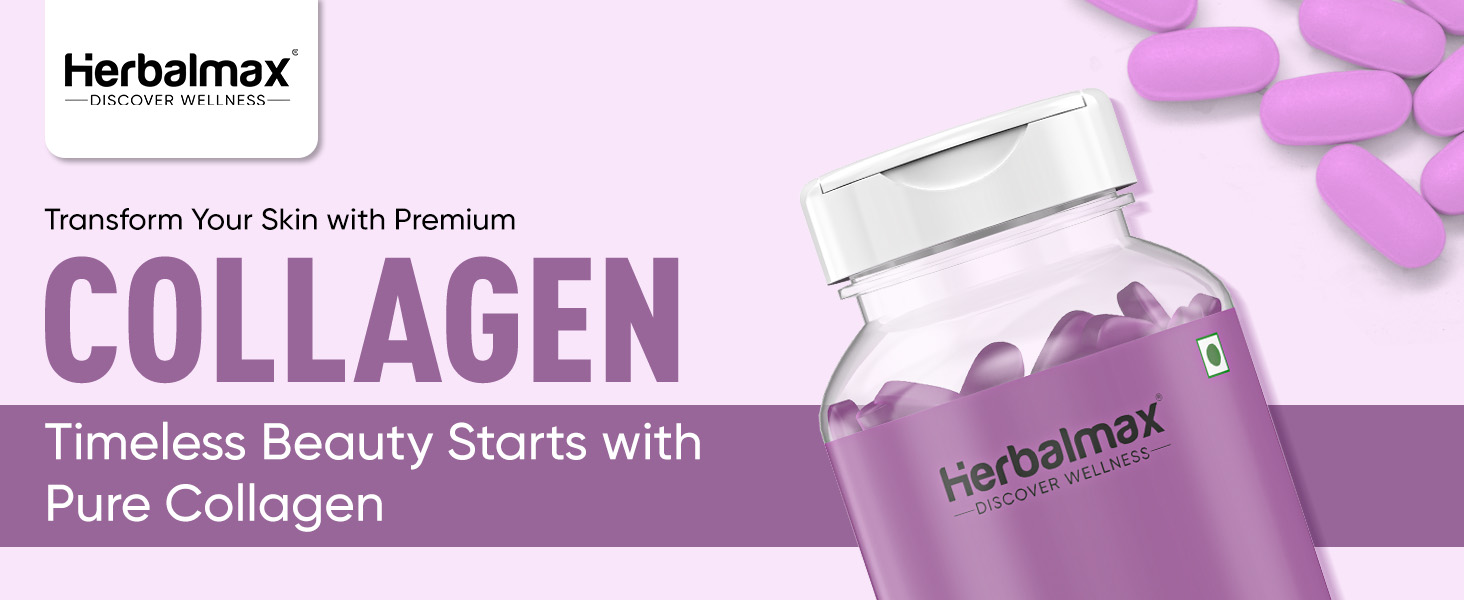 Herbalmax Veg Collagen Supplement Tablets – 60N | 800mg Type 1, 2 & 3 Collagen | For Youthful Skin, Hair, Nails, Joints & Bone Support | Enriched with Biotin & L-Glutathione
