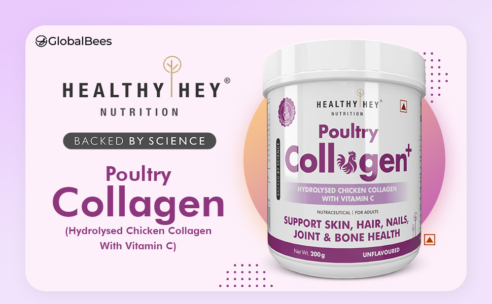 HealthyHey Nutrition Poultry Collagen - Hydrolysed Chicken Collagen with Vitamin C - Unflavoured - 200g