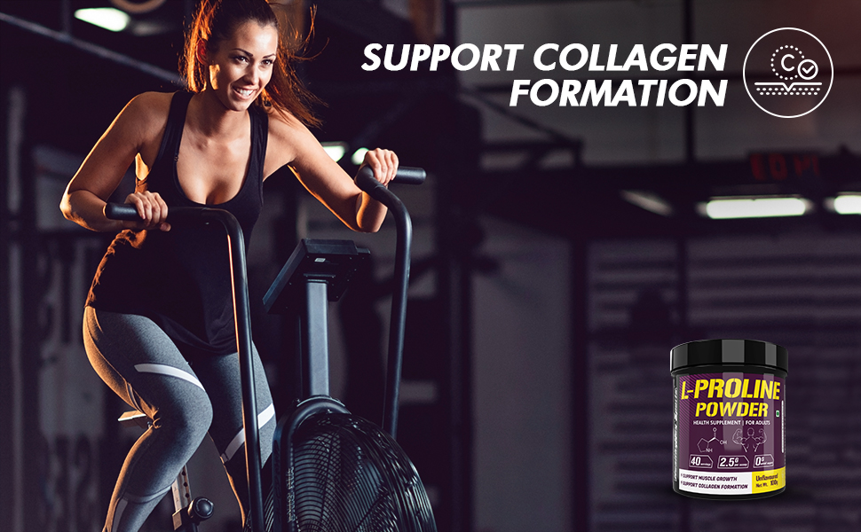 HealthyHey Sports L-Proline Powder, Supports Muscle Growth & Collagen Formation, 100g Unflavoured - 40 Servings