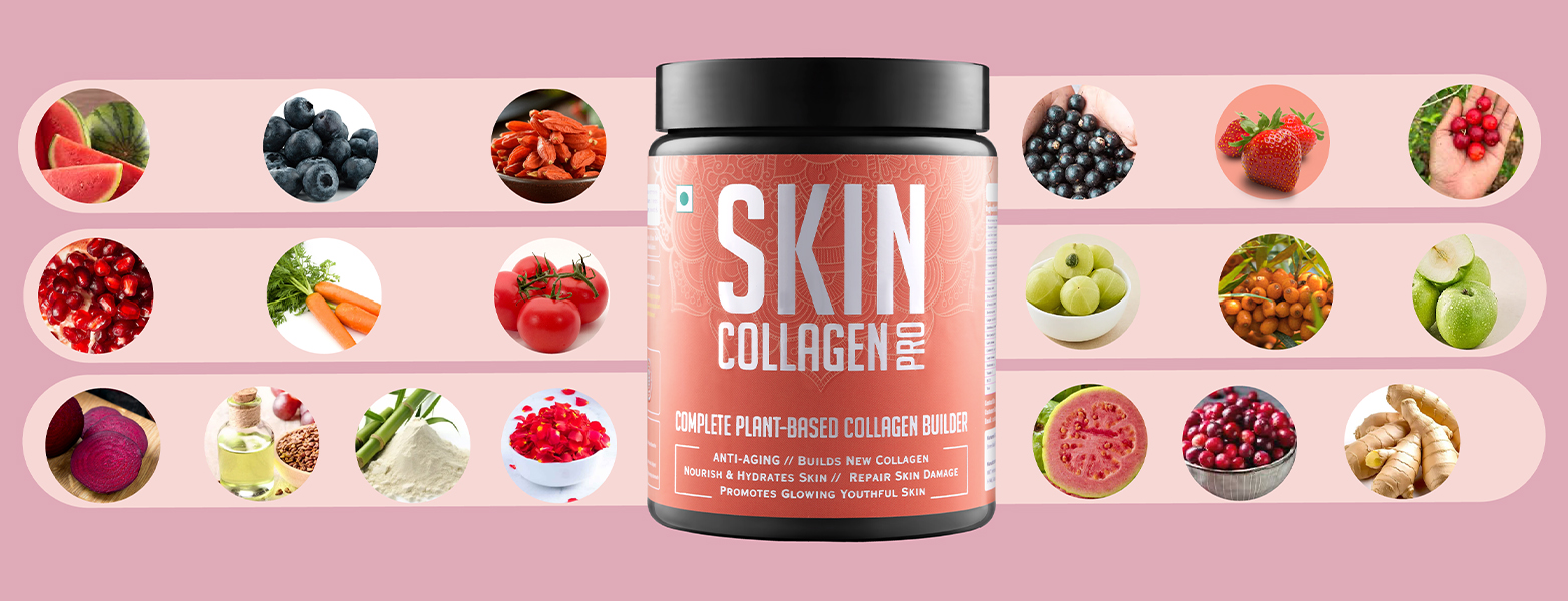 Skin Collagen Pro | 21 Berries, Fruits & Herbs | Vegan Skin Collagen Booster for Hydration & Glowing Skin | 240g | Mixed Berry Flavour