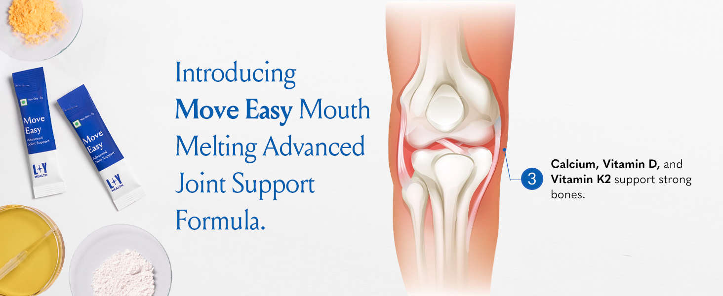 LightYears Move Easy | Advanced Joint Support Supplement | Clinically Proven Ingredients | Boswellia Serrata, Magnesium, Calcium, Vitamin D, Vitamin K2-7 | Mouth-Melting Powder | 30 Sachets