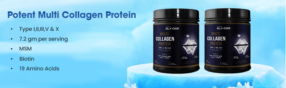 Multi Collagen Peptides Powder -Easy to Dissolve - Type I, II, III, V, X - for Women & Men - Promotes Hair, Skin, Nails, & Joint Health