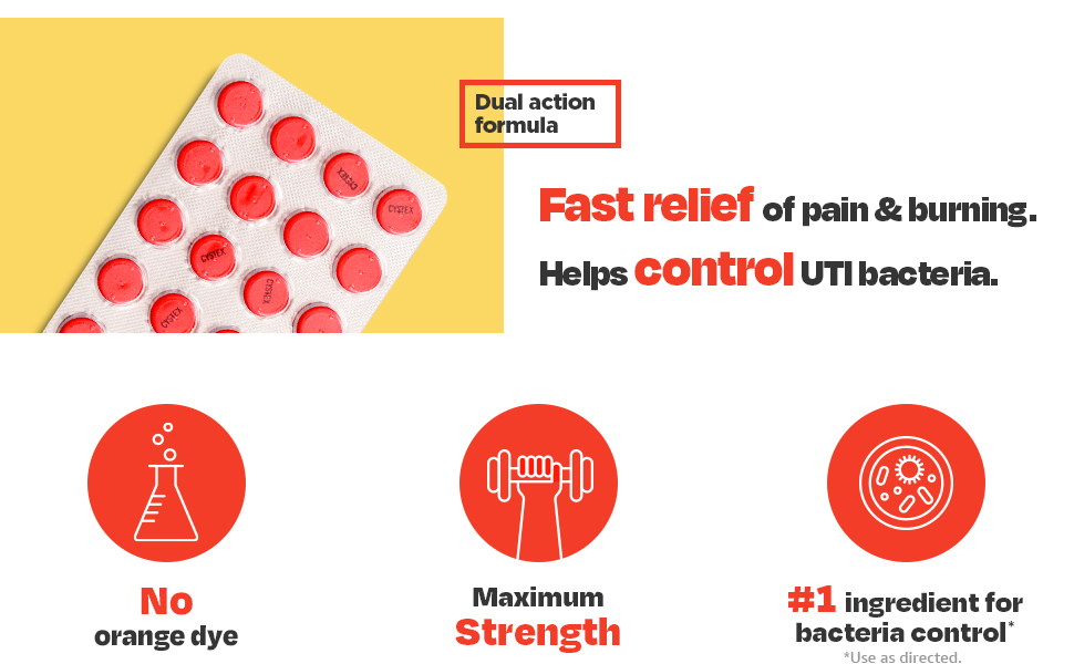 Cystex Dual-Action UTI Pain Relief Tablets, Fast-Acting, 48 Count