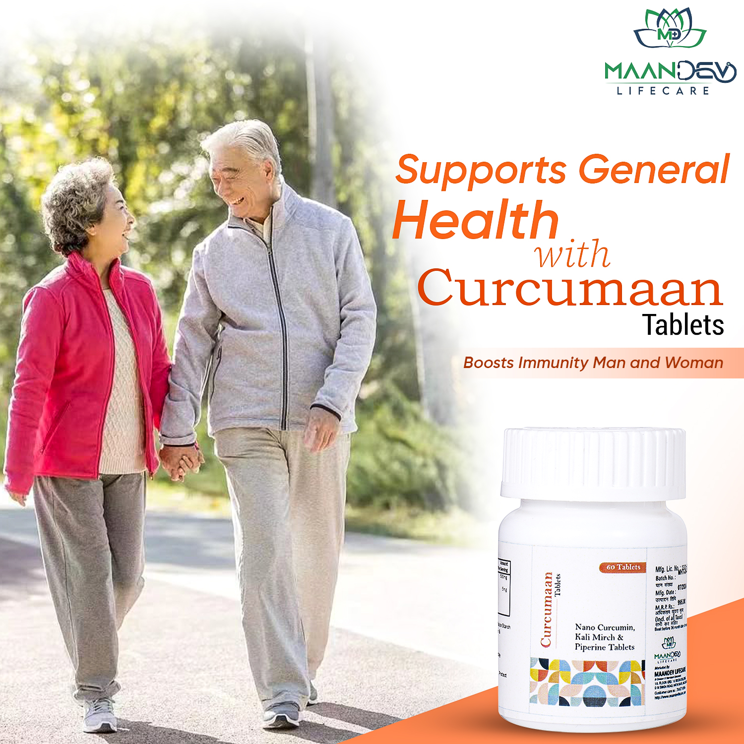Curcumaan Nano Curcumin, Kali Mirch and Piperine Tablets, 60 Count