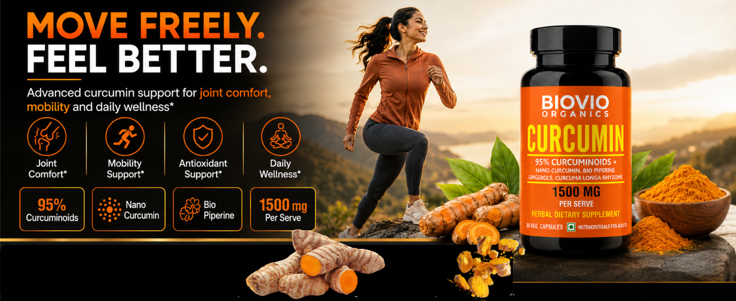 Biovio Curcumin Capsules with BioPiPerine & Gingerols, 60 Capsules