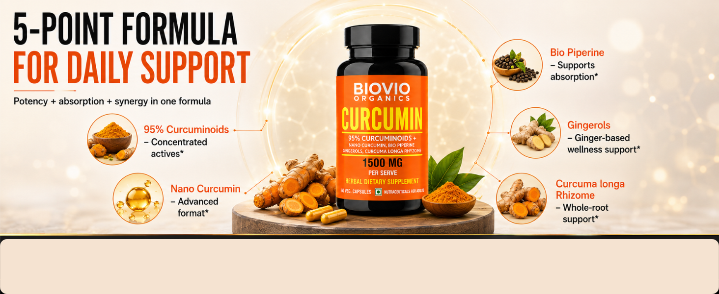 Biovio Curcumin Capsules with BioPiPerine & Gingerols, 60 Capsules