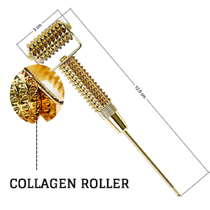 HOUSE OF BEAUTY Gold Collagen Roller Skin Care Massager for Face & Neck Stimulates Muscles, helps in Collagen Boosting (Golden)