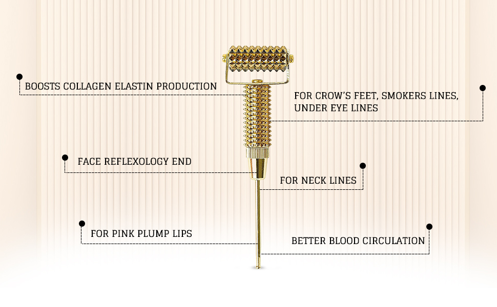 HOUSE OF BEAUTY Gold Collagen Roller Skin Care Massager for Face & Neck Stimulates Muscles, helps in Collagen Boosting (Golden)
