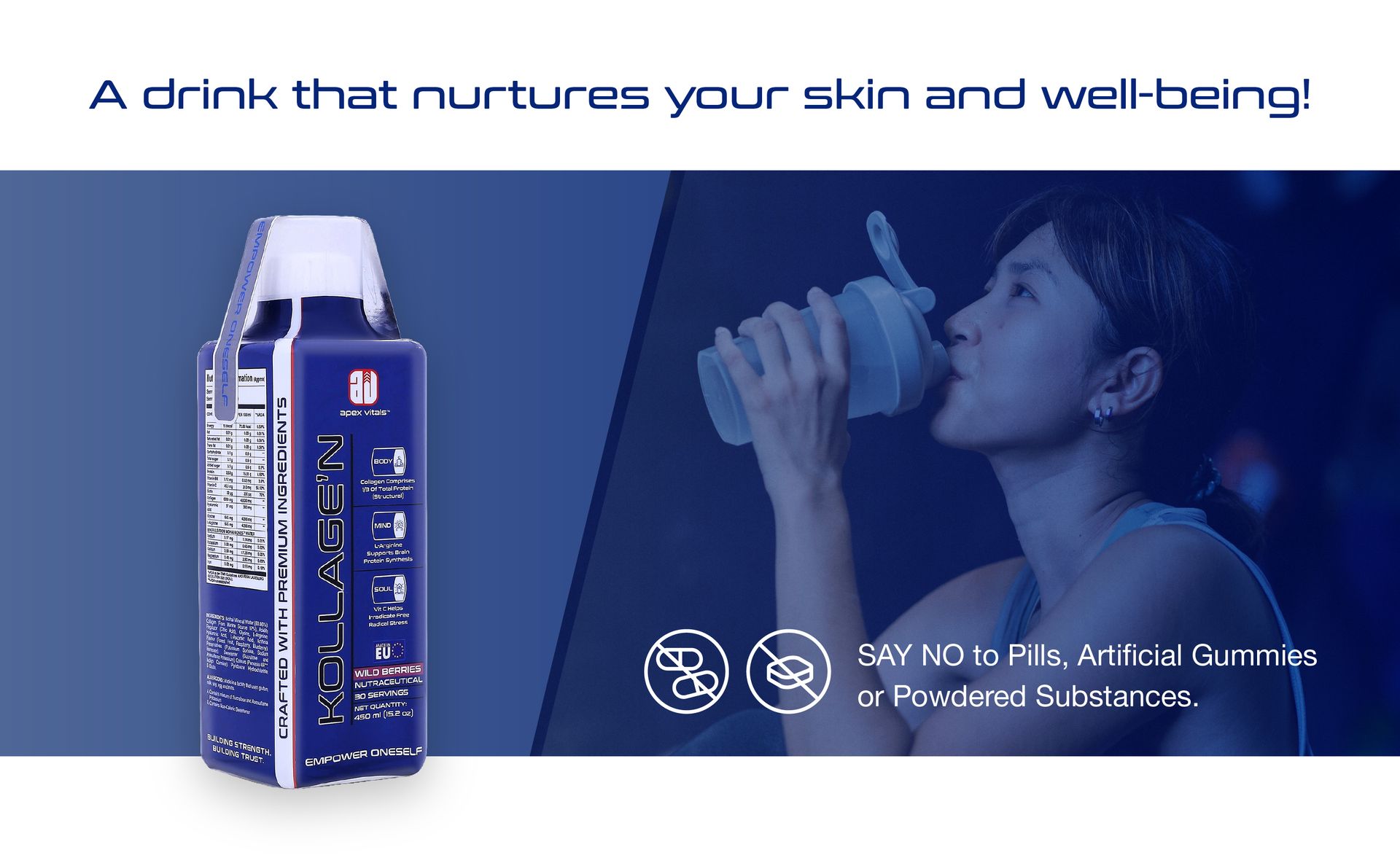 Liquid Collagen | Collagen Supplements for Skin, Hair & Nails & Joint | Type 1 & 3 with Hyaluronic Acid & Vitamin C | Fast Absorption | EFSA & FSSAI Certified | 30 Servings