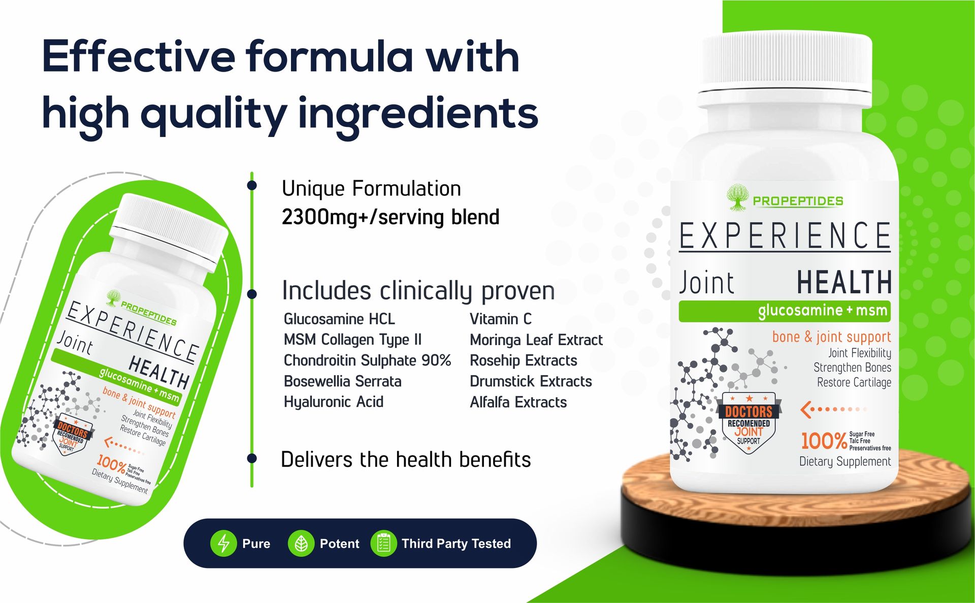 Joint Support Supplement with Glucosamine, Chondroitin, MSM, Boswellia, Collagen Type 2, Hyaluronic Acid & Vitamin D3 | Tablets for Bone & Joint Health, ((COUNT)) Tablets