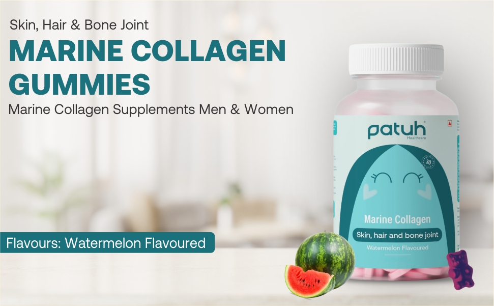 Marine Collagen Gummies for Skin, Hair & Bone Joint | Marine Collagen Supplements Women & Men | Reduces Signs of Aging (Pack of 1, Standard)