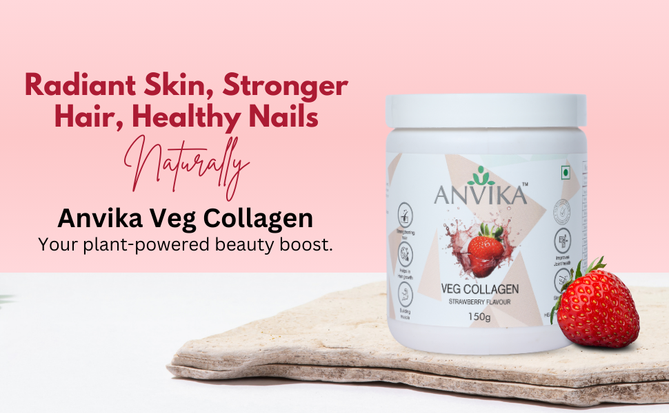 Veg Collagen Powder | Plant-Based Collagen Builder for Hair, Skin & Nails | Strawberry Flavor | 150g | Supports Skin Elasticity | Hair Growth & Joint Health