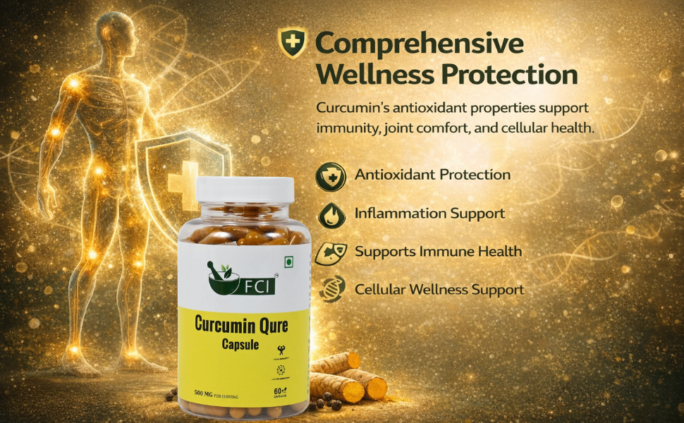 Curcumin Qure 500mg Capsules (Haldi with Black Pepper) Premium Turmeric Extract with Enhanced Bioavailability for Joint & Immune Support - 60 Capsules