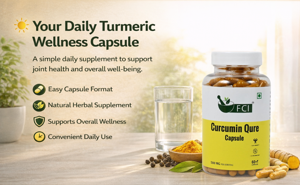 Curcumin Qure 500mg Capsules (Haldi with Black Pepper) Premium Turmeric Extract with Enhanced Bioavailability for Joint & Immune Support - 60 Capsules