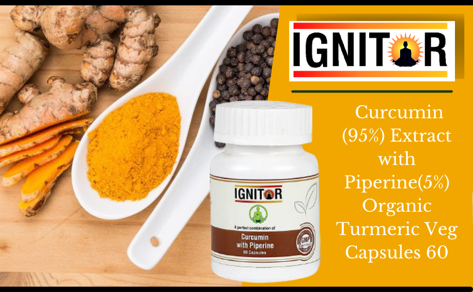 IGNITOR� Curcumin (95%) Extract with Piperine(5%) Organic Turmeric Veg Capsules 60 Non-GMO & Gluten Free (Pack of 1)