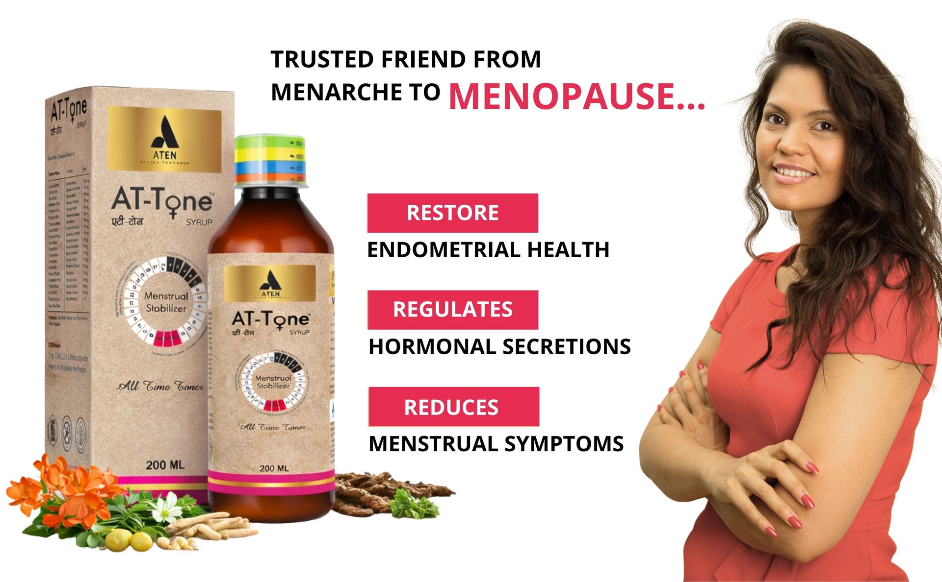 AT-Tone Syrup | Uterine Tonic | Menstrual Stabilizer | Helps In Regulating Periods | Reduces Menstrual Symptoms (Pack of 1)