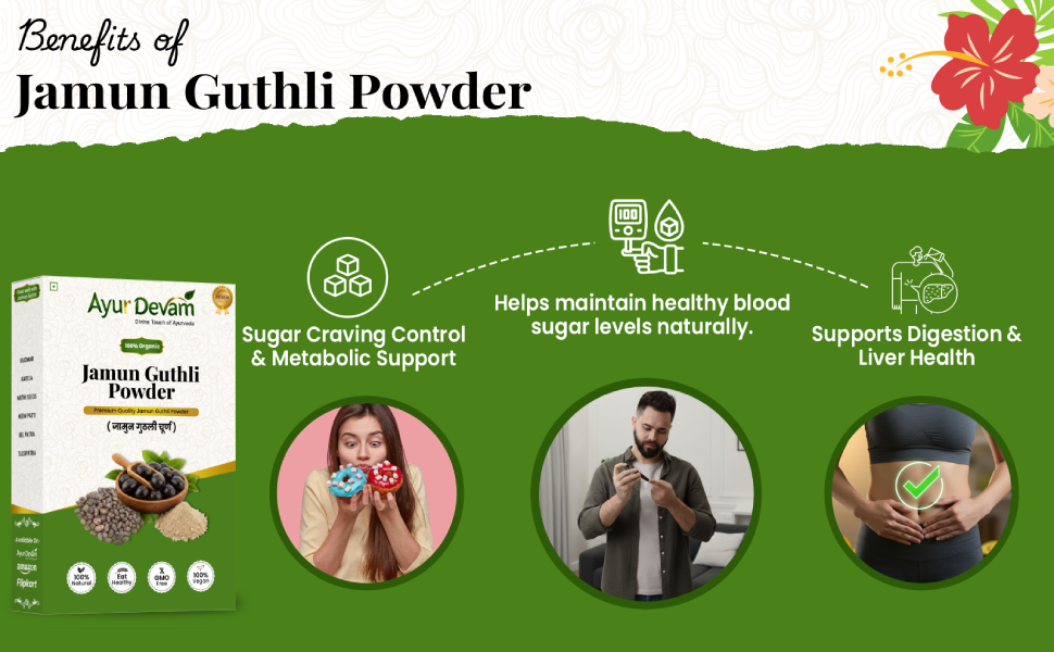 AyurDevam - Jamun Powder |Jamun Seed Powder | Jaamun Ki Guthli | Diabetes | Naaval Pazham | Indian blackberry | Syzygium cumini |जामुन गुठली चूर्ण | जामुन चूर्ण (250 Gram)
