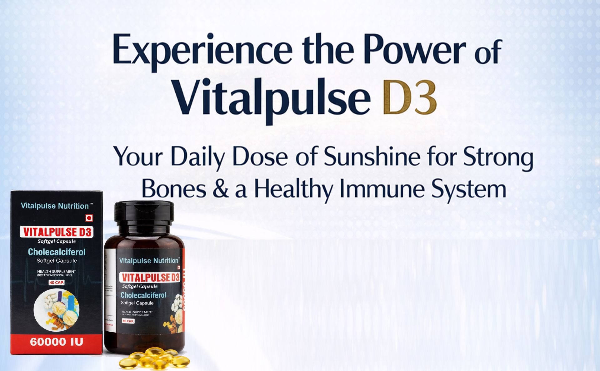 Vitamin D3 60000 IU Cholecalciferol Softgel Capsules | High Potency | Bone Strength, Immunity & Joint Health | Gluten & Soy Free | 40 Softgels
