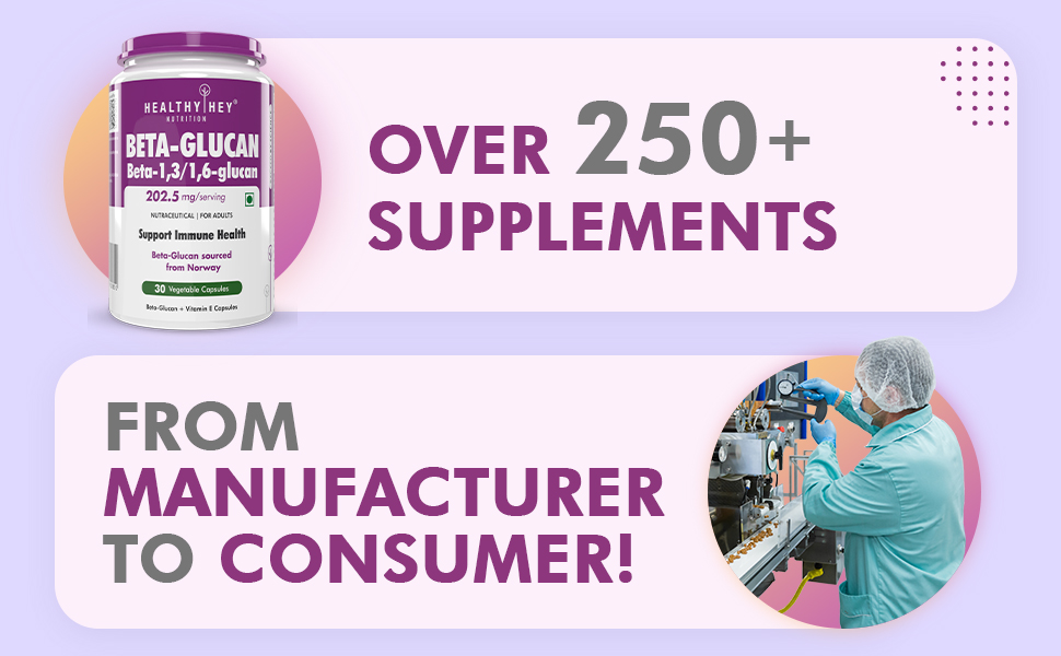 HealthyHey Nutrition Beta-Glucan Beta-1,3/1,6-glucan - Immunity Enhancer-30 Veg. Capsules