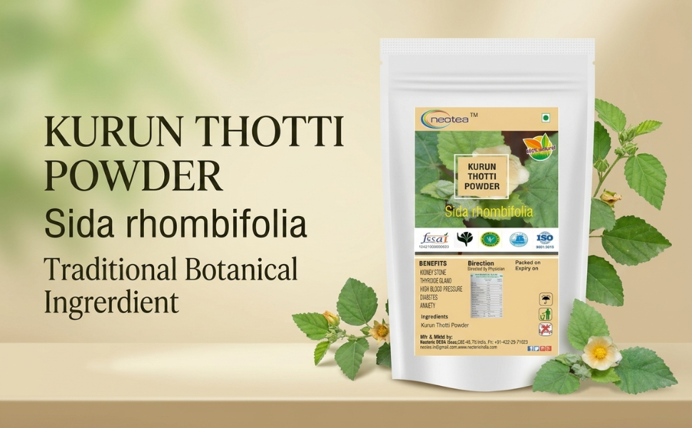 Neotea Kurunthotti Powder | Chitaamuttie Kharinta Chittuharalu | Sida Cordifolia Powder | Country Mallow Dried Root | Pure & Natural Bala Powder | Khareti Badiyalaka | Joint & Muscle Health | Boosts Energy & Immunity | Skin & Respiratory Support | Digestive & Reproductive Wellness 500GM pack of 1