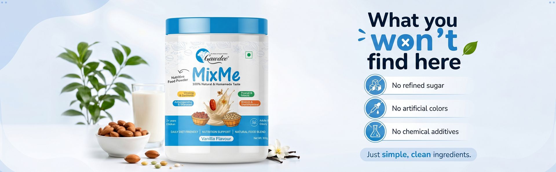 Gawdee MixMe Family Nutrition Powder | 400g | Choco Elaichi Vanilla | Nuts Grains Seeds with Jaggery & Dates | No Refined Sugar | Health Drink Mix for Kids (2+) Adults Seniors | Daily Energy Supplement