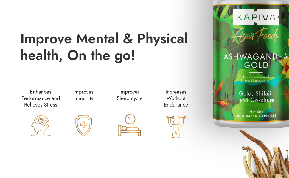 Kapiva Himalayan Shilajit + Ashwagandha Gold|Boost Stamina&De-Stress|Natural&Ayurvedic,Tablet